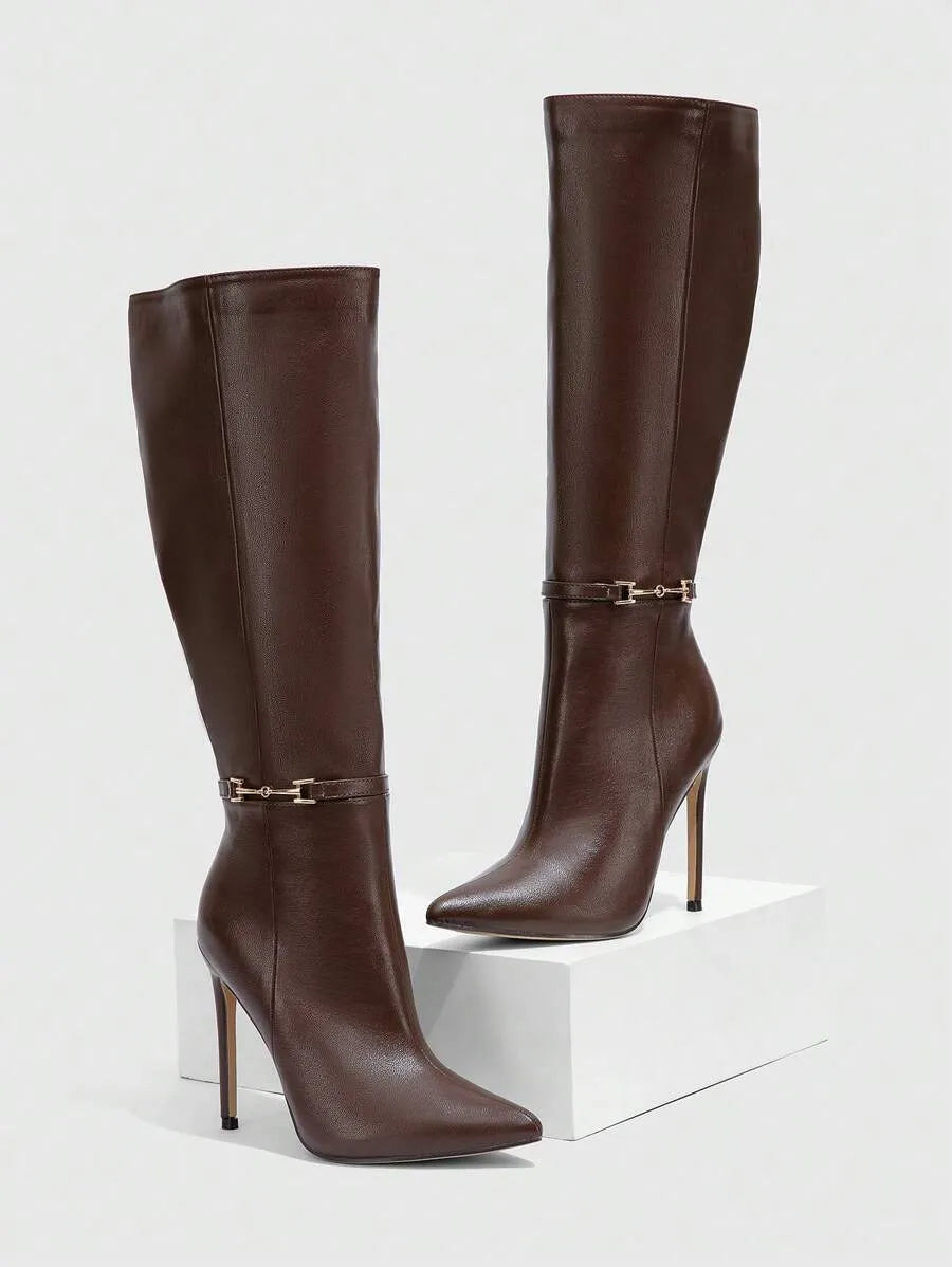 Botas largas de mujer sexys de café