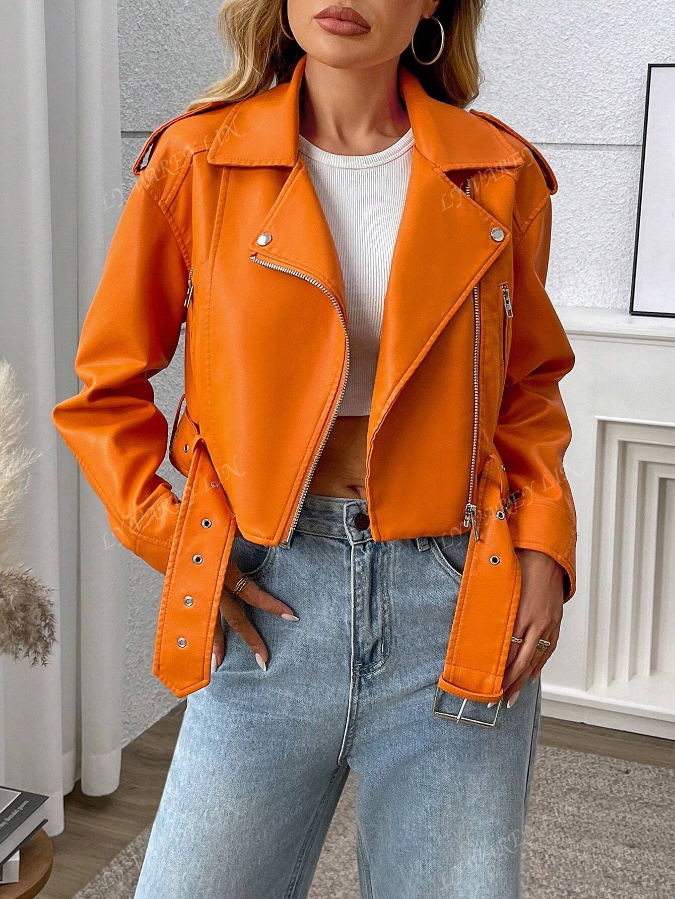 Chaqueta corta con cremallera de color liso y uso diario minimalista