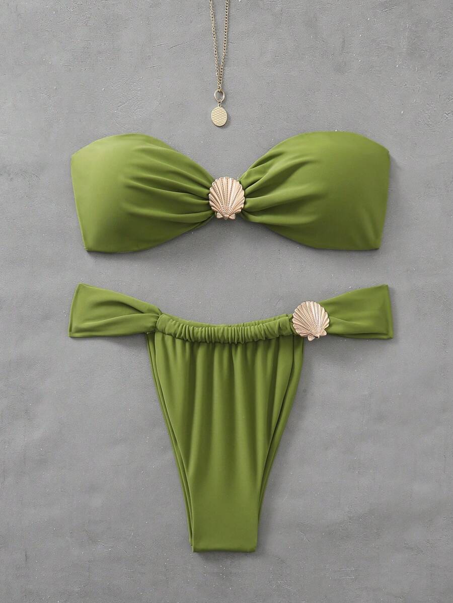 Conjunto de bikini de top bandeau sin tirantes