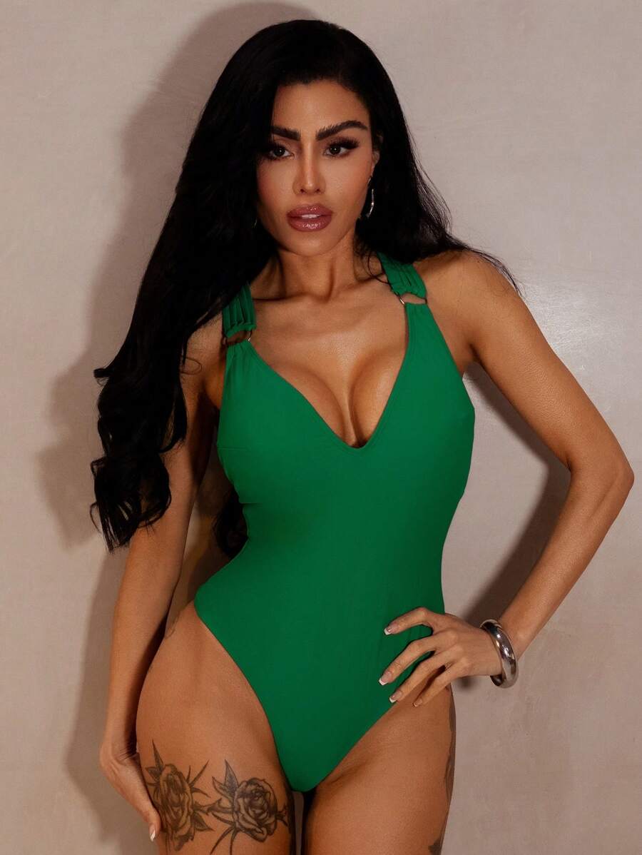 Traje de baño de una pieza con diseño de espalda