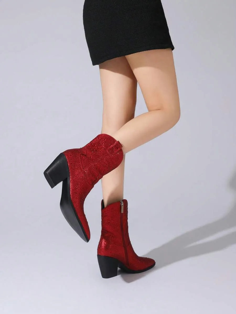 Botas vaqueras occidentales con diamantes de imitación