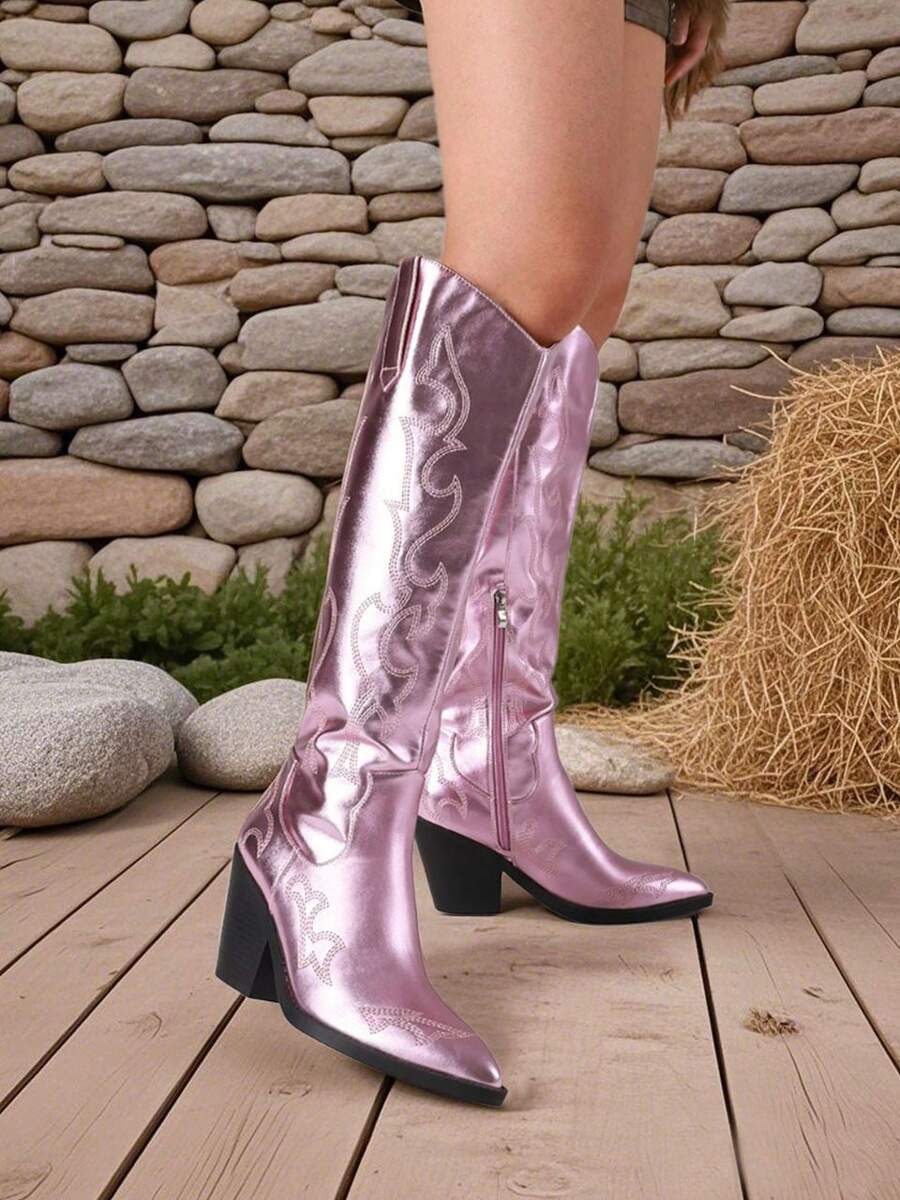 Botas altas hasta la rodilla de estilo vaquero para mujer