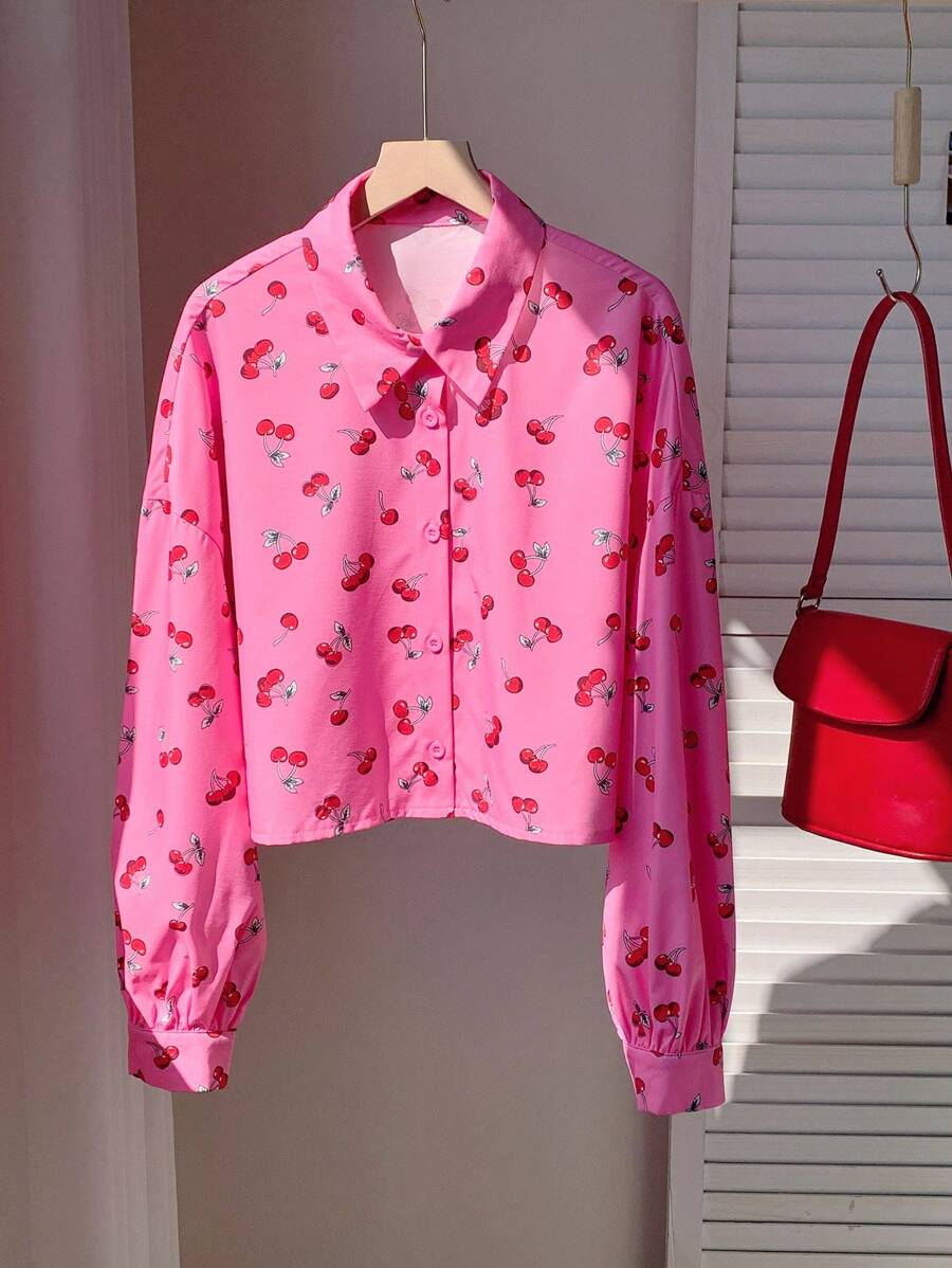 Camisa casual holgada de mujer de manga larga