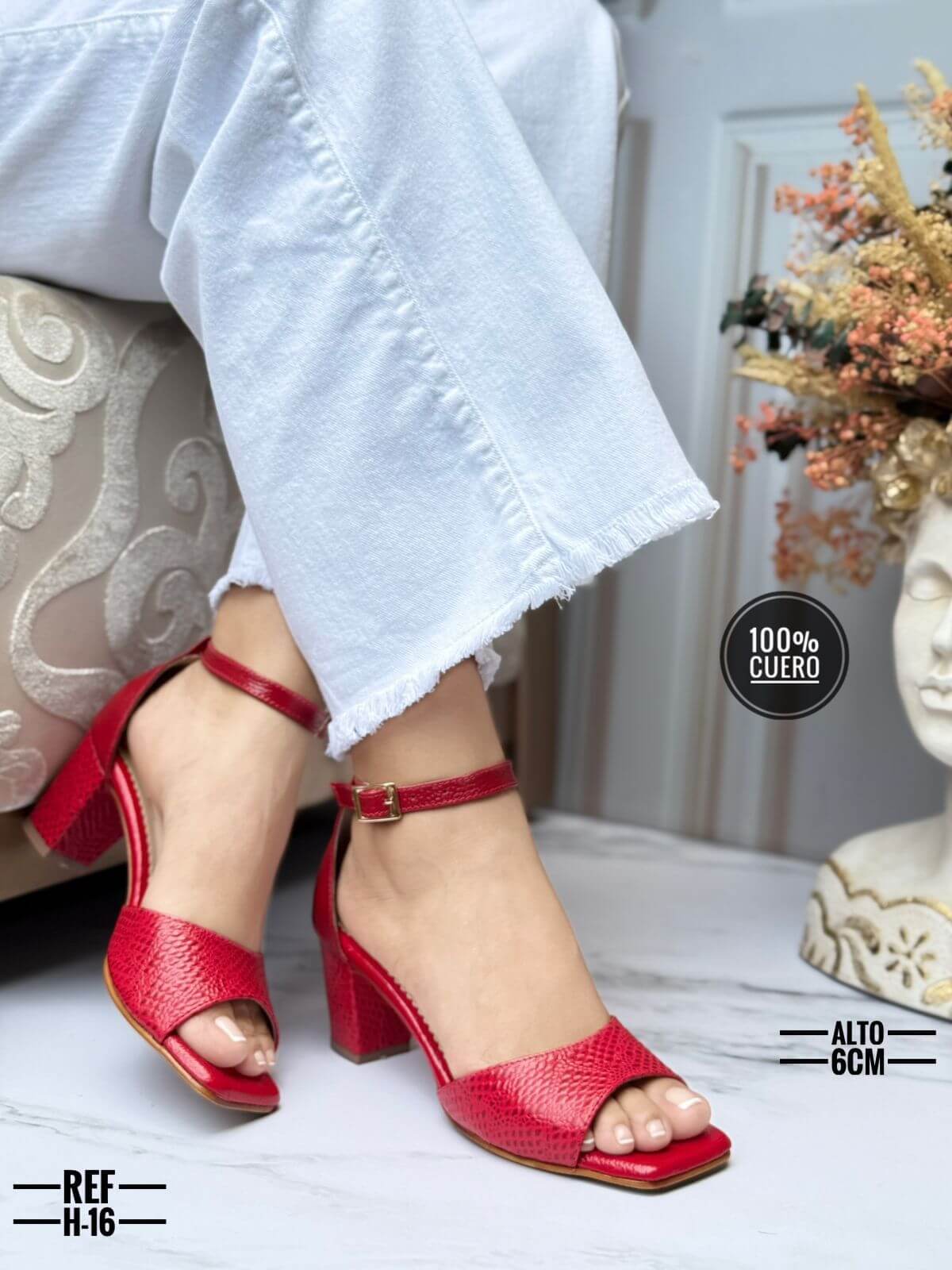 Sandalias de tacon cuero