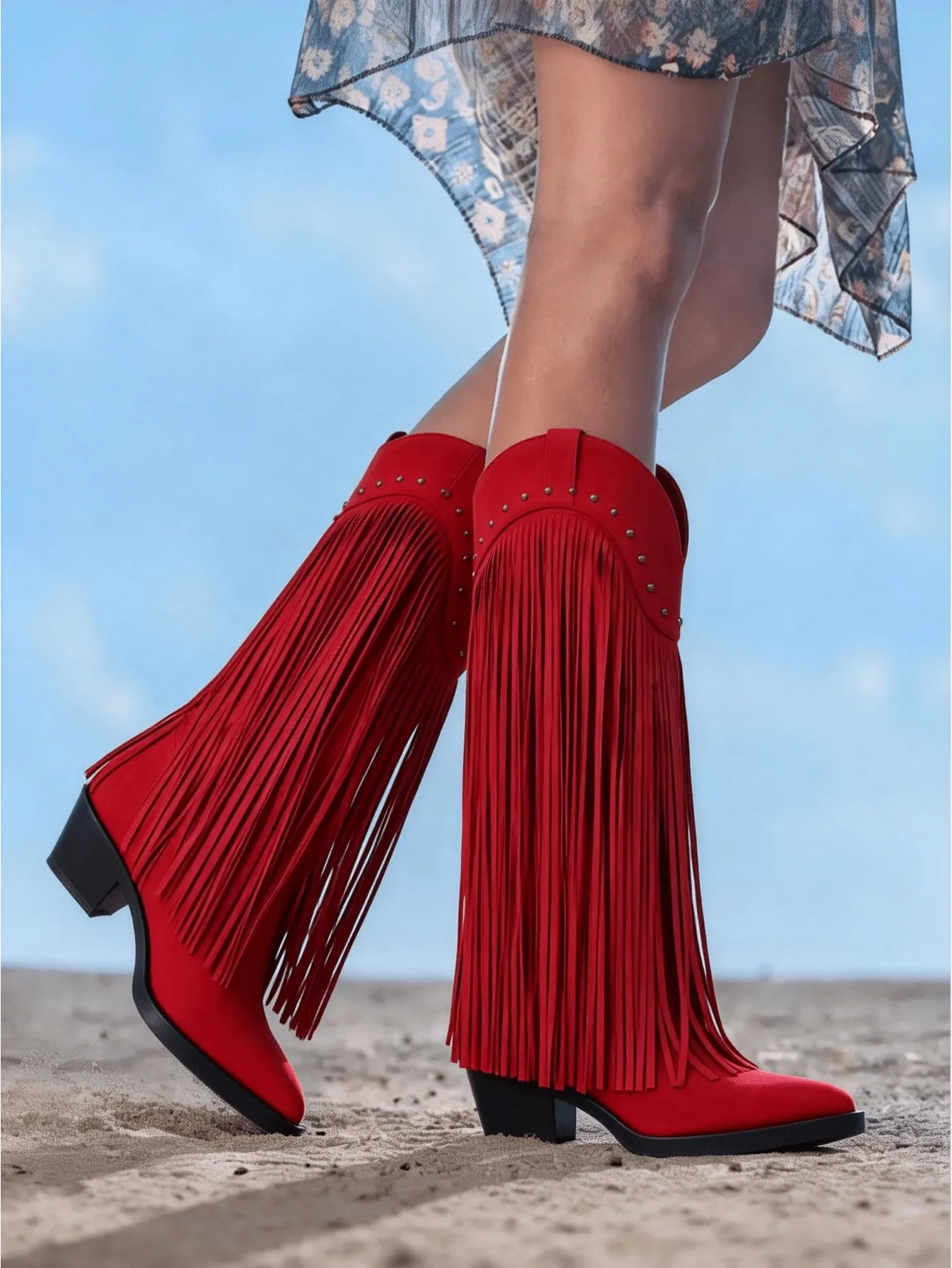 Botas vaqueras hasta la rodilla para mujer