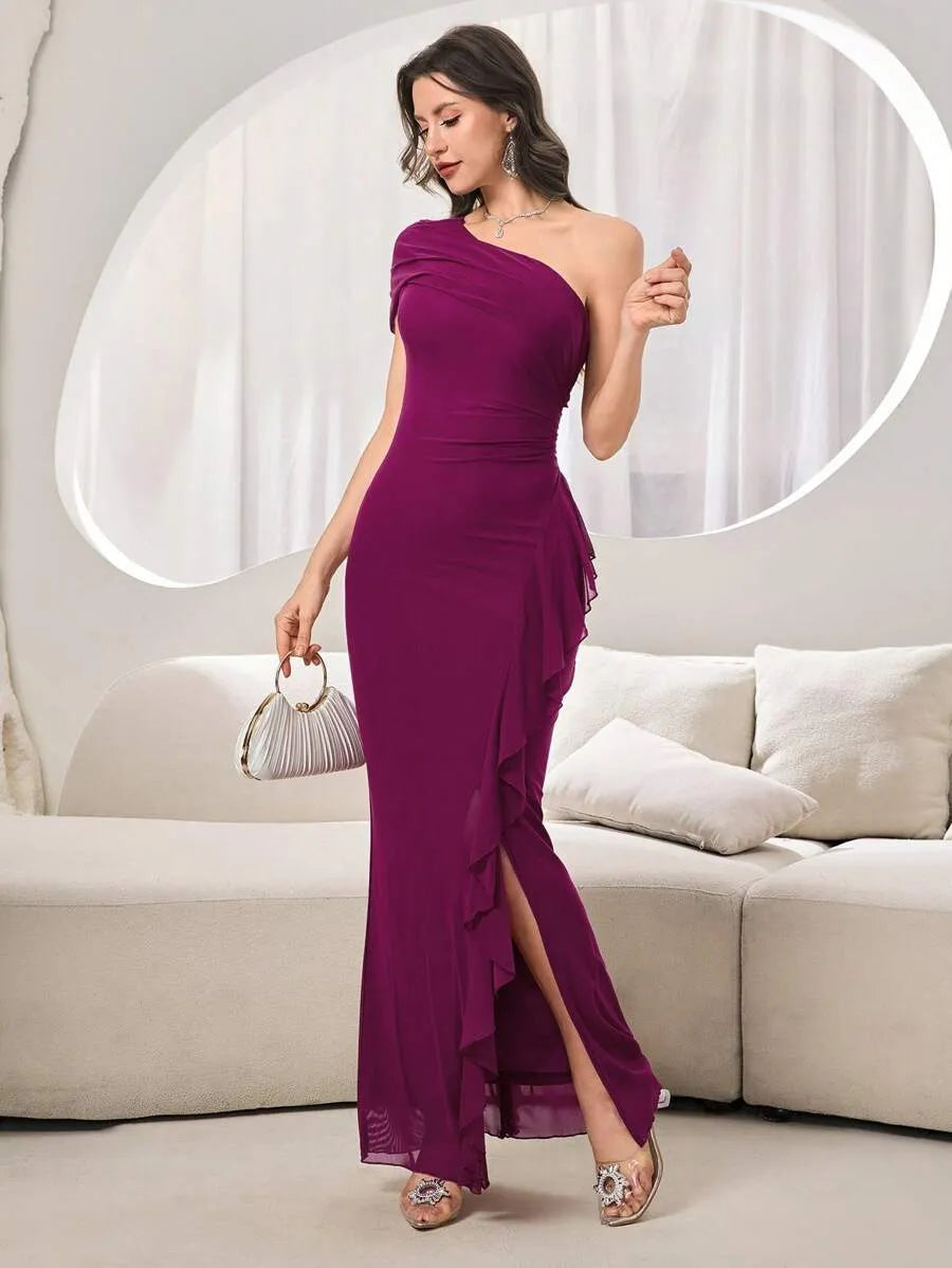 Vestido largo casual de ajuste ceñido con manga corta