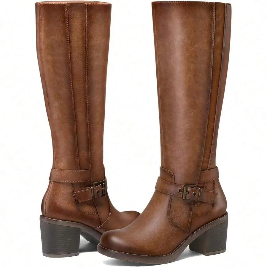 Botas altas de mujer con tacón de bloque