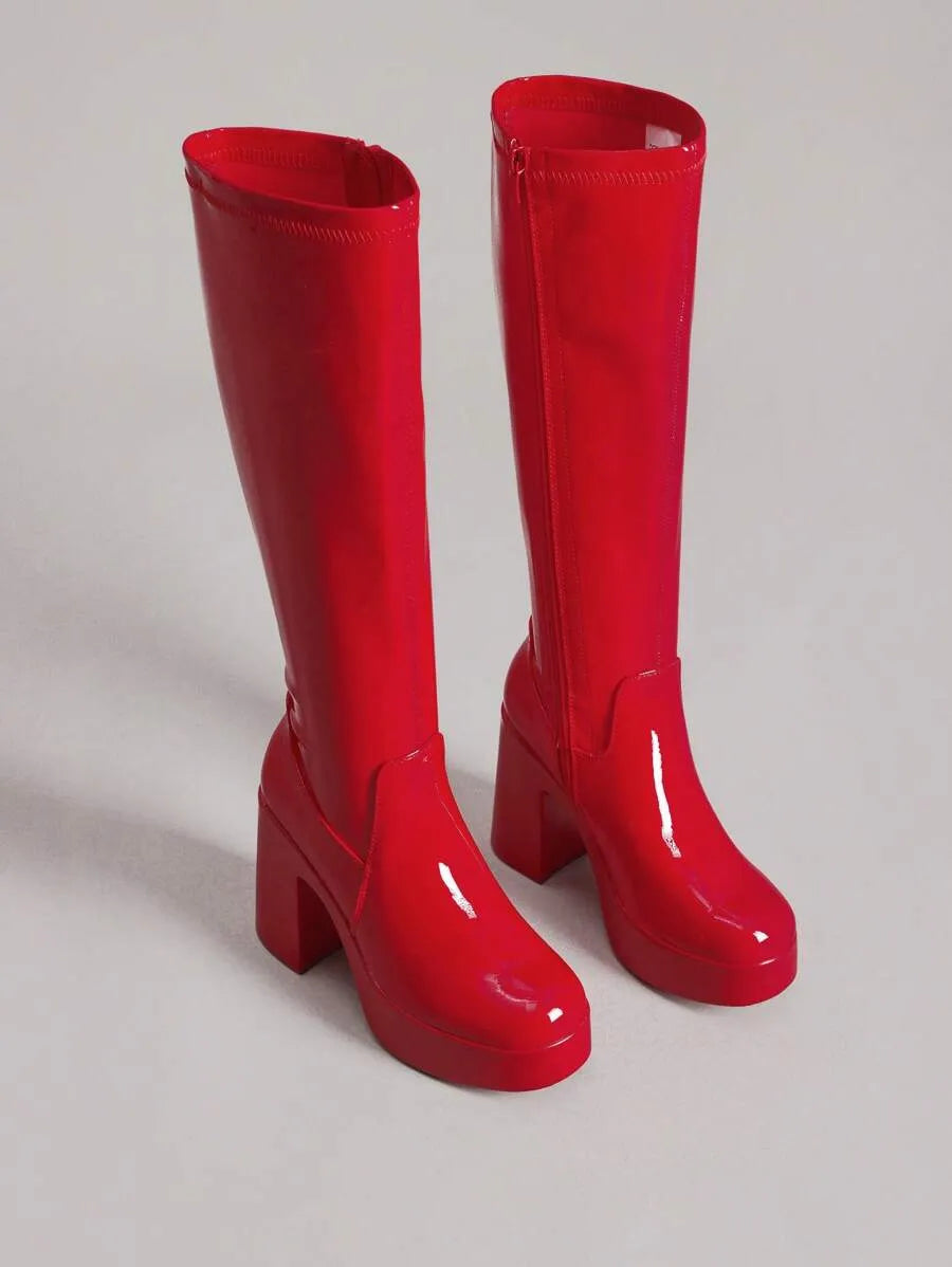 Botas altas de plataforma con tacón grueso