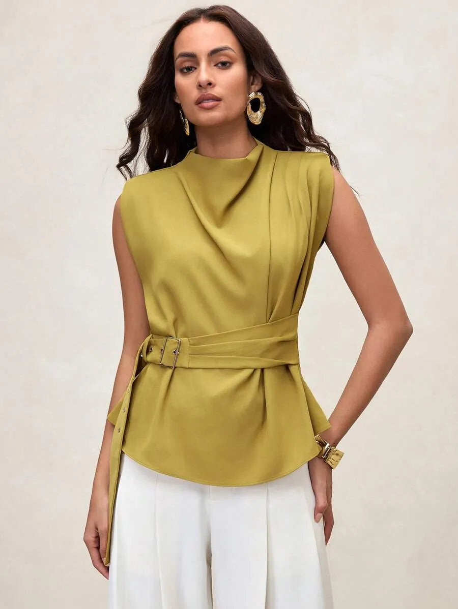 Blusa/camisa sin mangas de color amarillo
