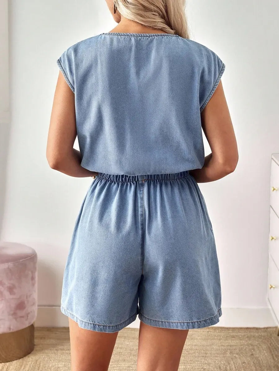Mono vaquero sin mangas casual de verano para muje