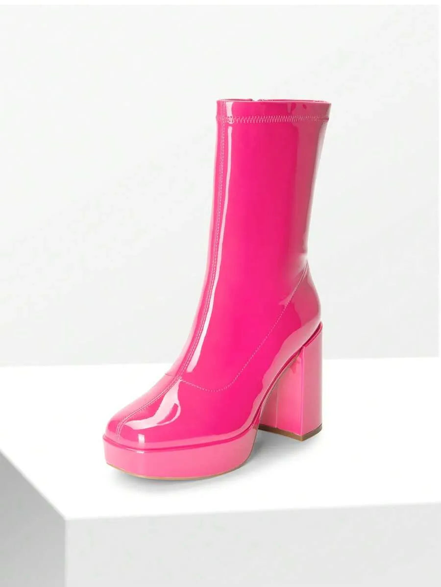 Botas de plataforma gruesas hasta media pantorrilla