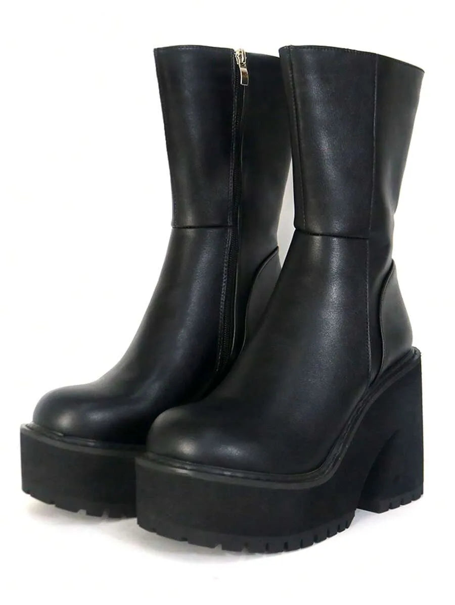 Botas de moda de mujer Cremallera lateral punk De moda