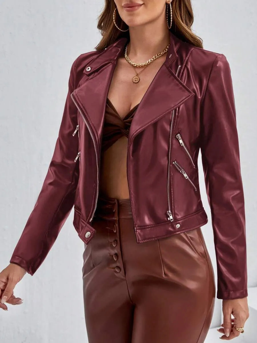 Chaqueta corta con cremallera de unicolor