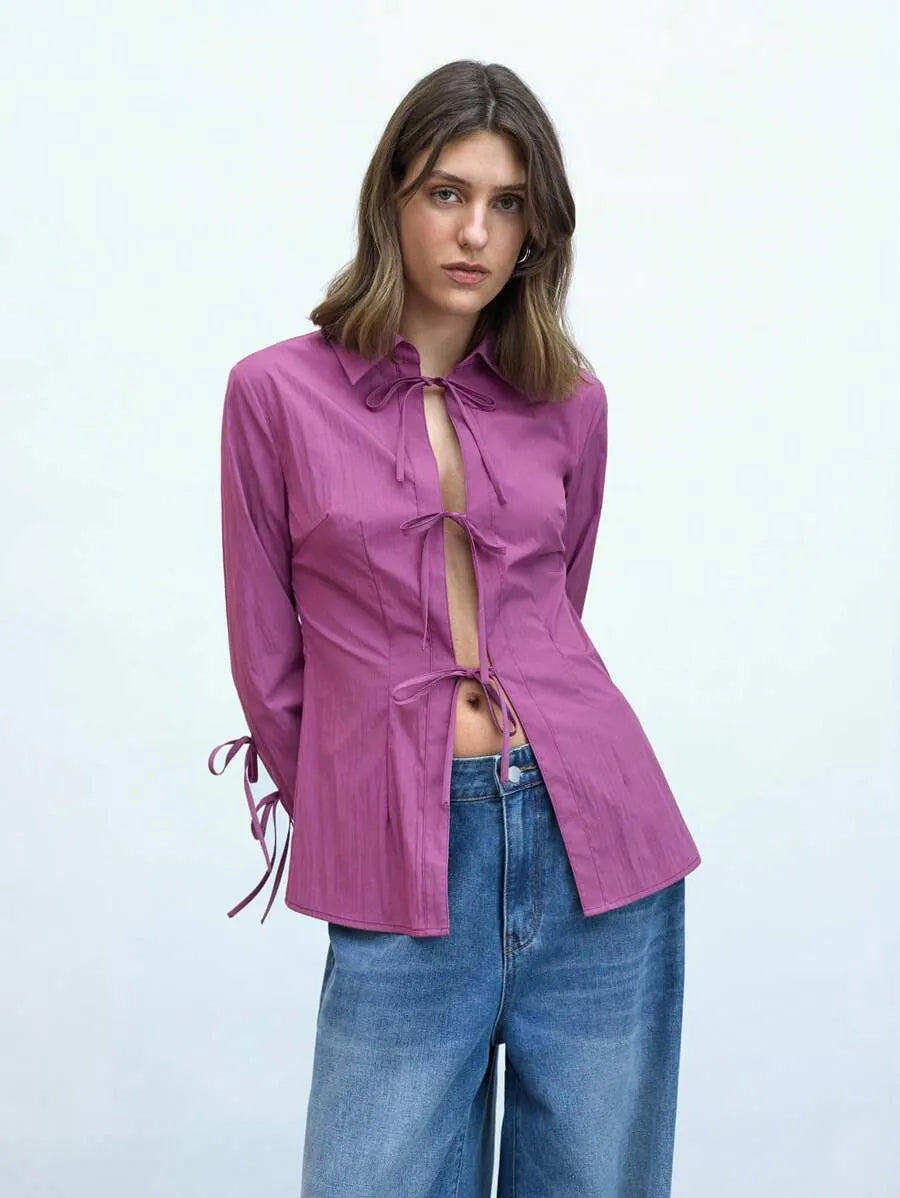 Blusa casual morada para mujer,
