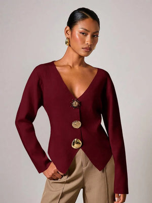Cárdigan de mujer elegante con botones de metal