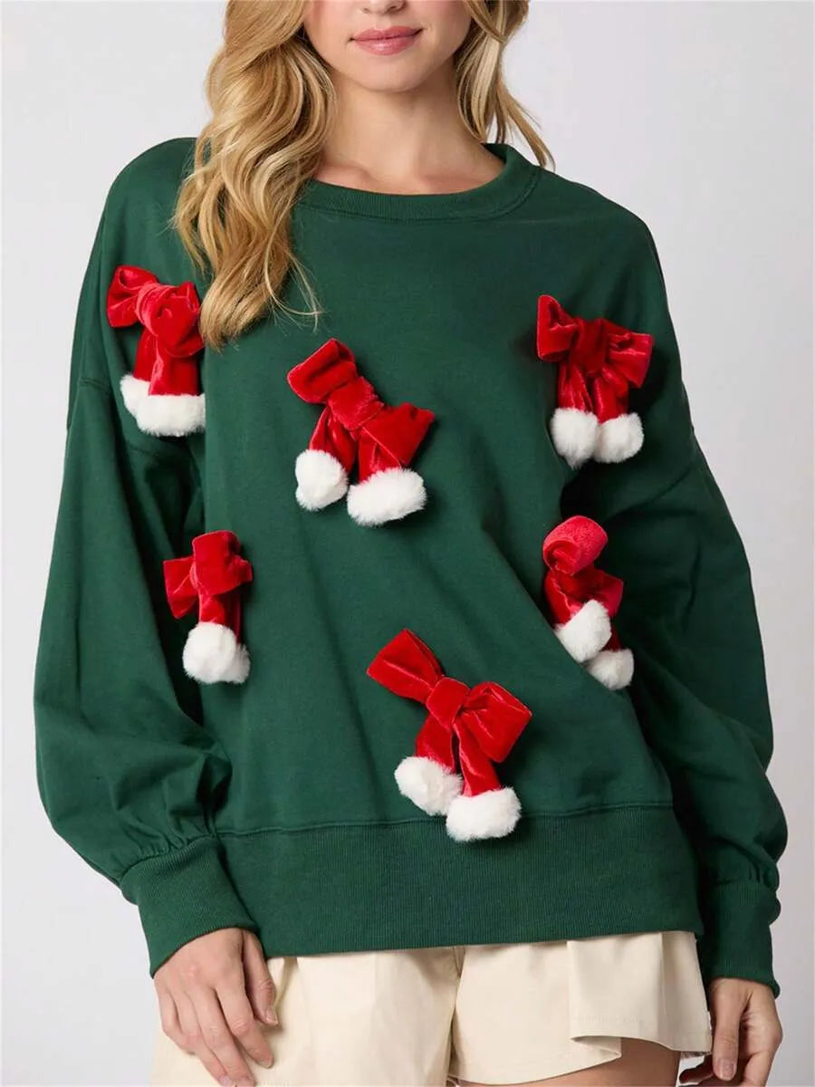 Sudadera de mujer navideña con lazos 3D