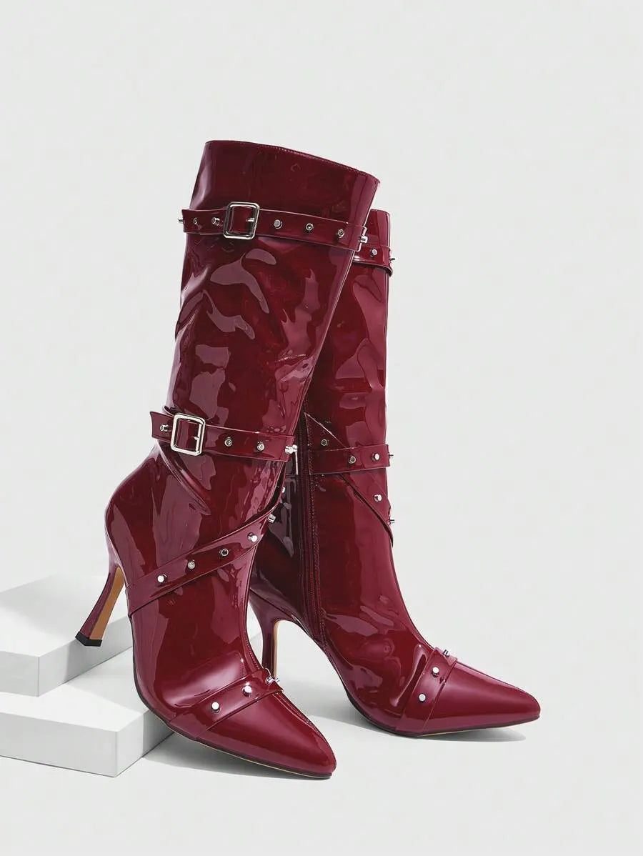 Botas altas de tacón de aguja con puntera puntiaguda
