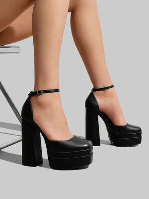 Zapatos de tacón grueso y alto tipo plataforma para mujer