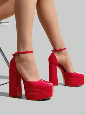 Zapatos de tacón grueso y alto tipo plataforma para mujer