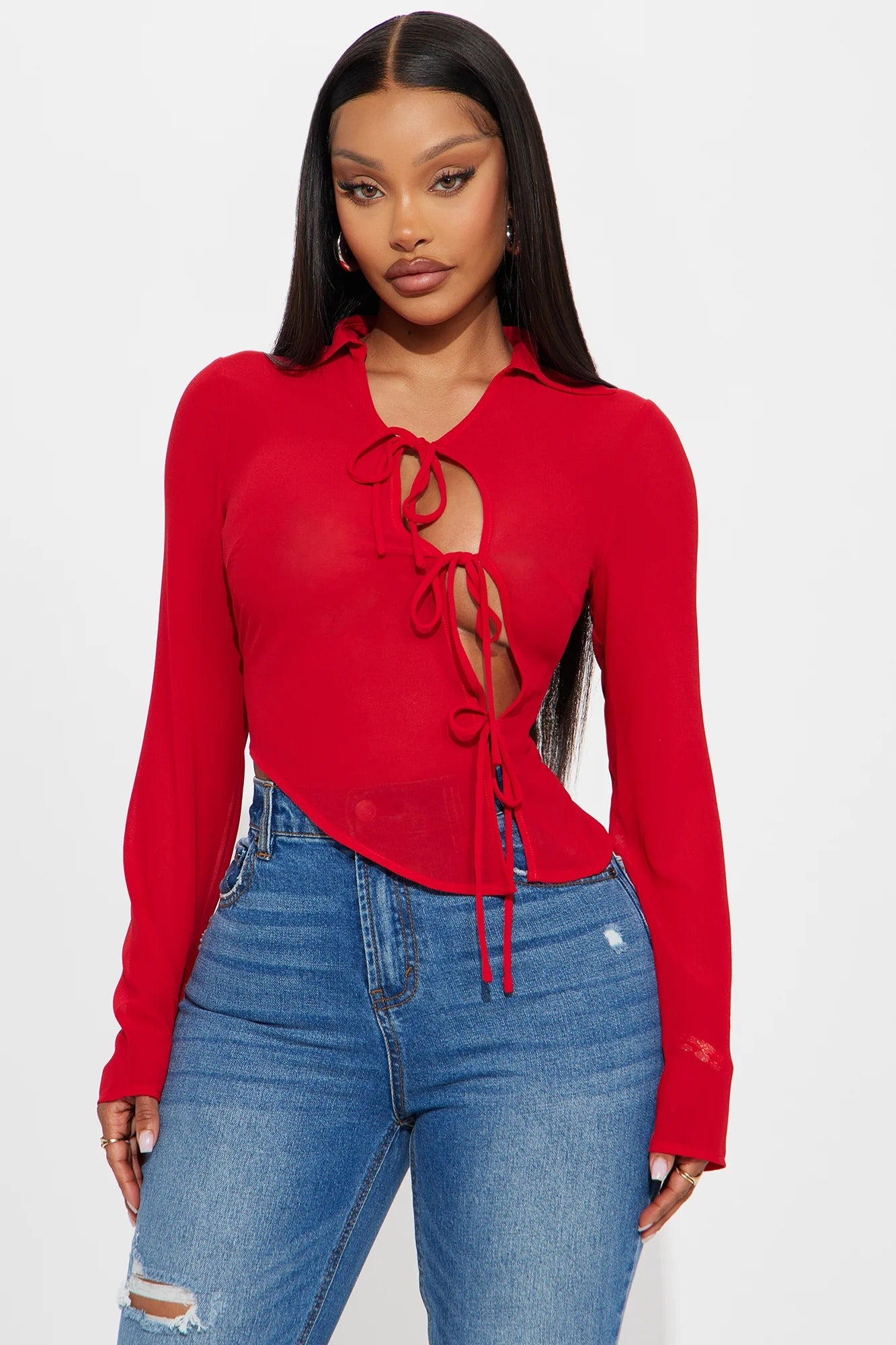 Blusa Kaitlyn Asymmetrical Chiffon