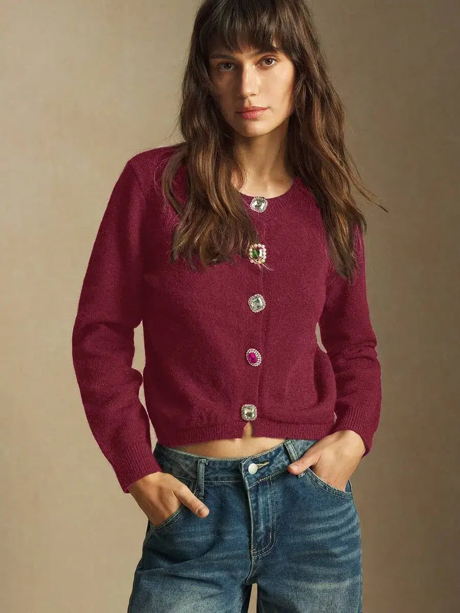 Cárdigan de mujer con cuello redondo