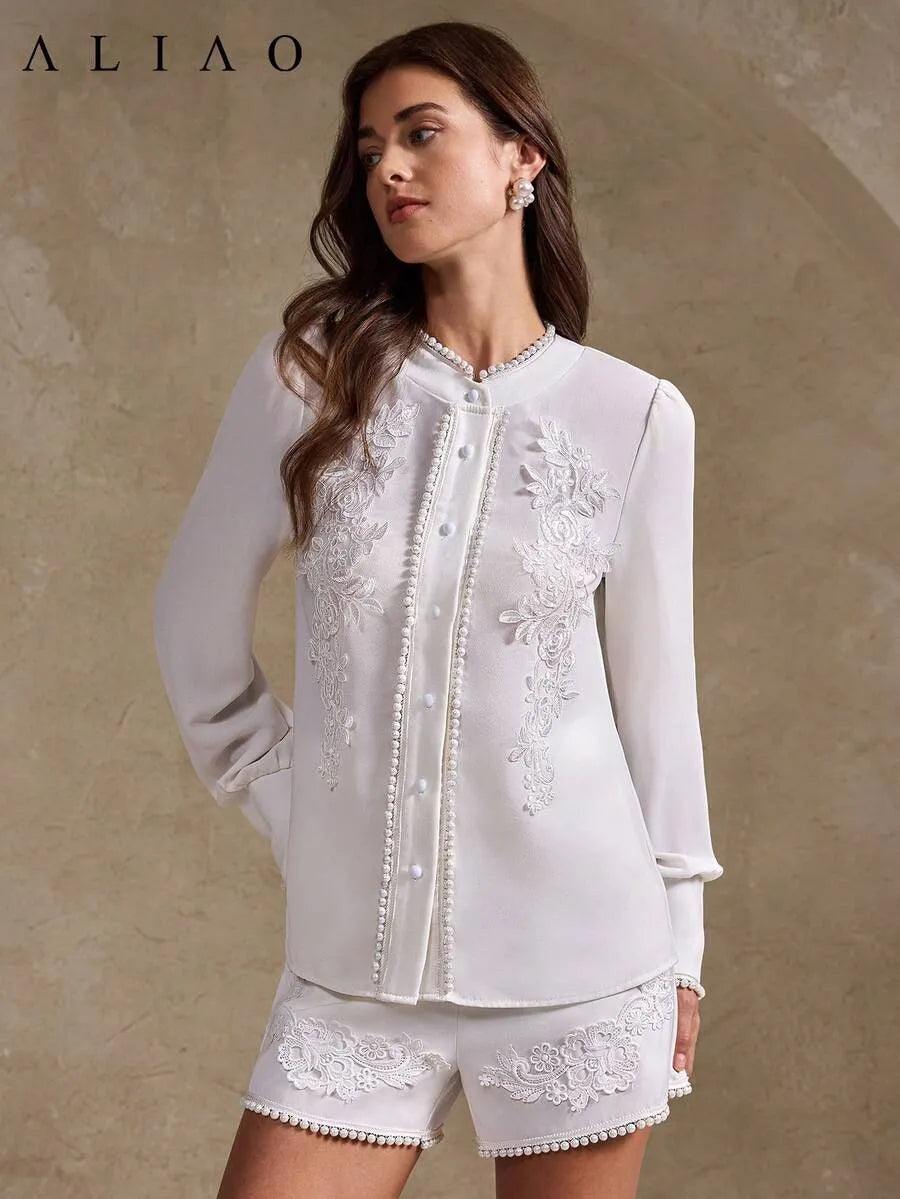 Camisa de manga larga con cuello alto