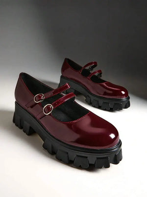 Zapatos con suela gruesa doble hebilla