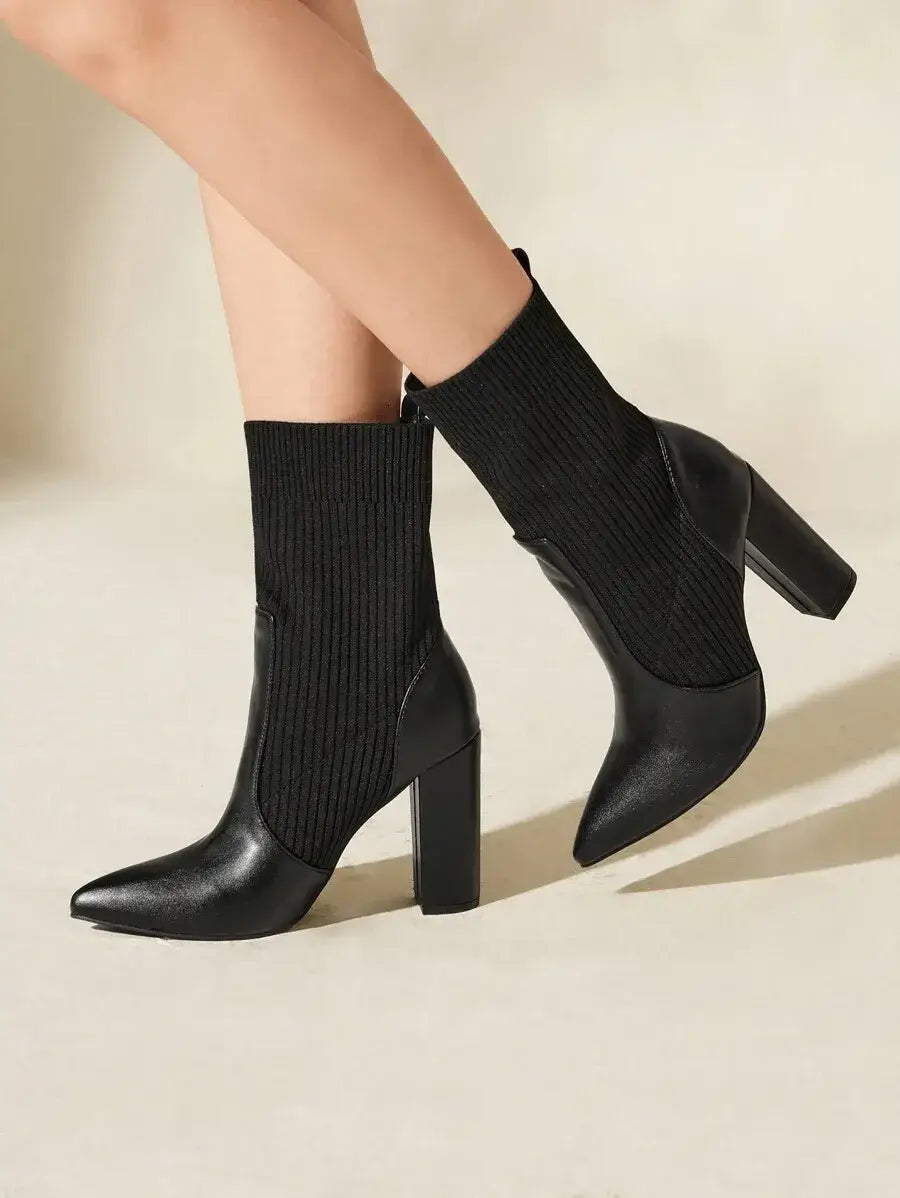 Botas de tacón grueso de media pantorrilla