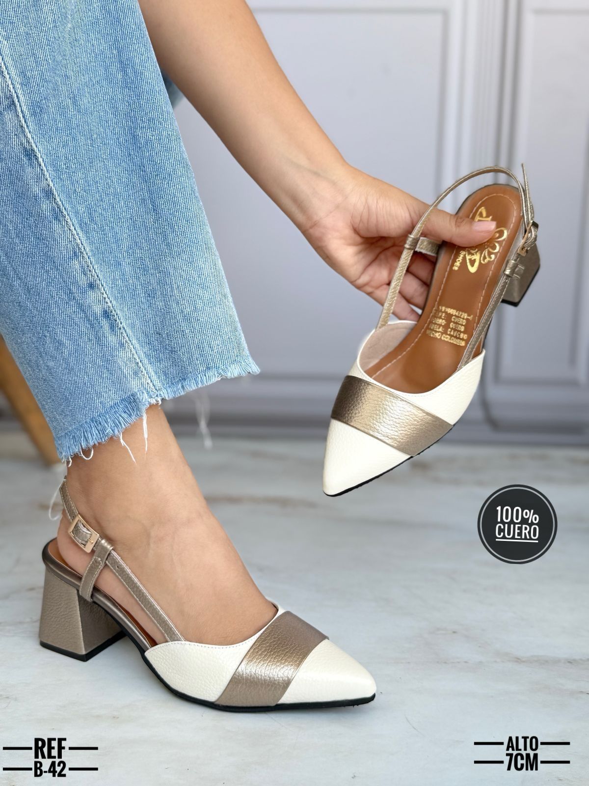 Zapato tacón de Cuero