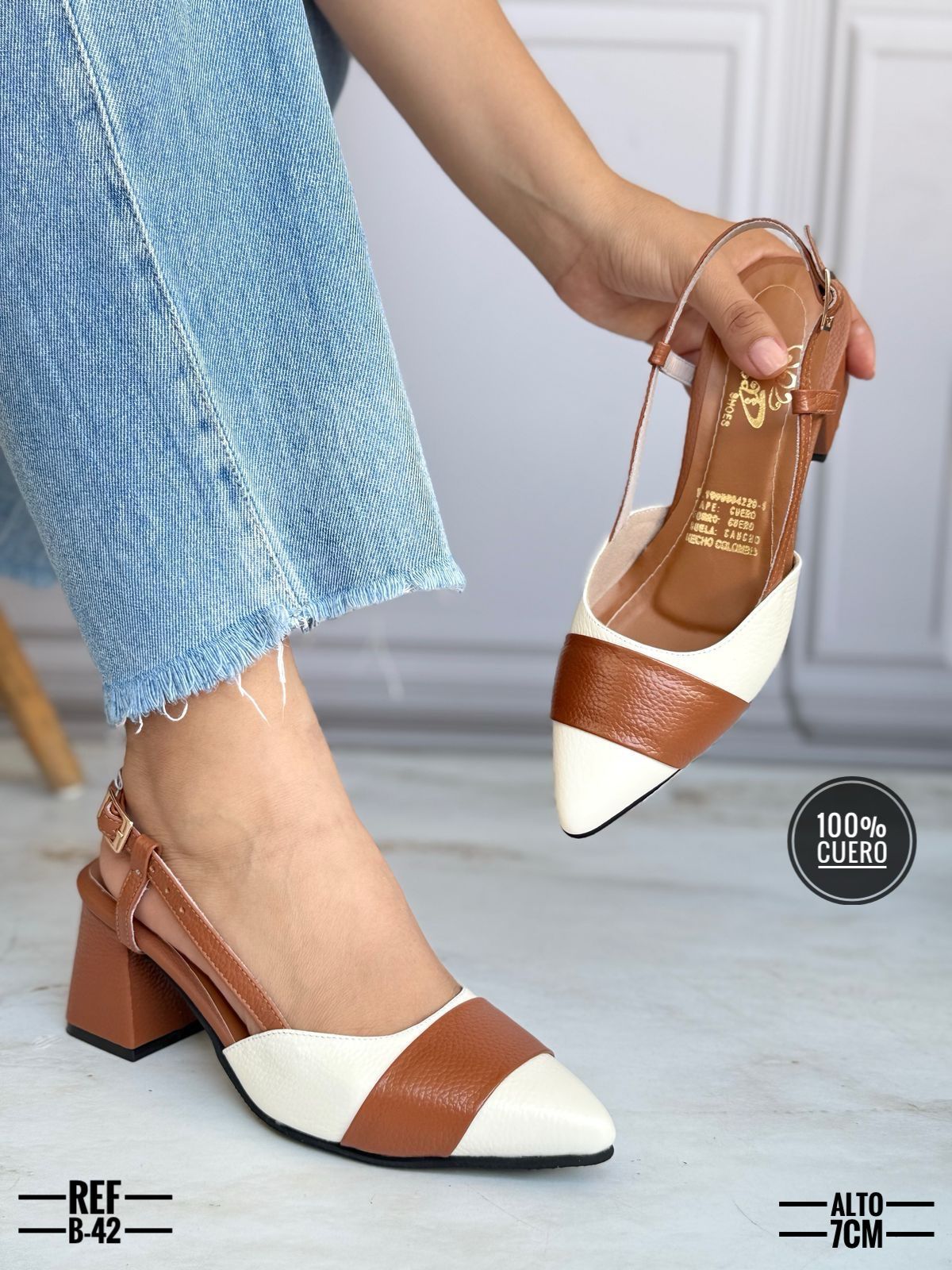 Zapato tacón de Cuero