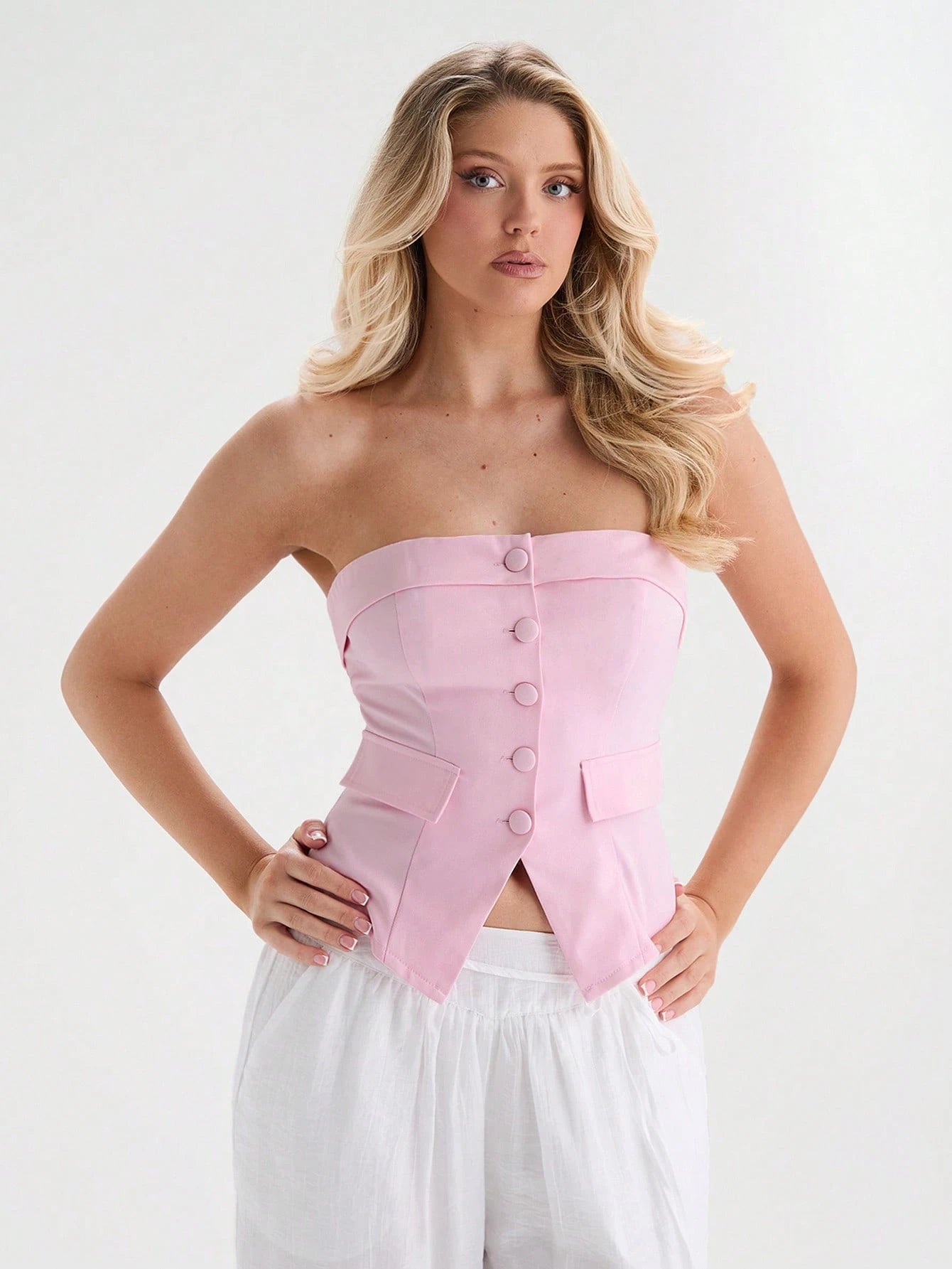 Top strapless rosa
