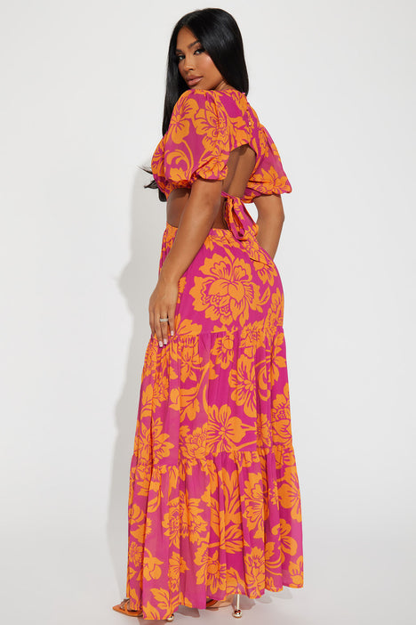 Good Karma Maxi Dress - Fuchsia/combo