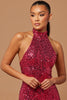 DELLUXE Charlotte Sequin Maxi Dress - Hot Pink