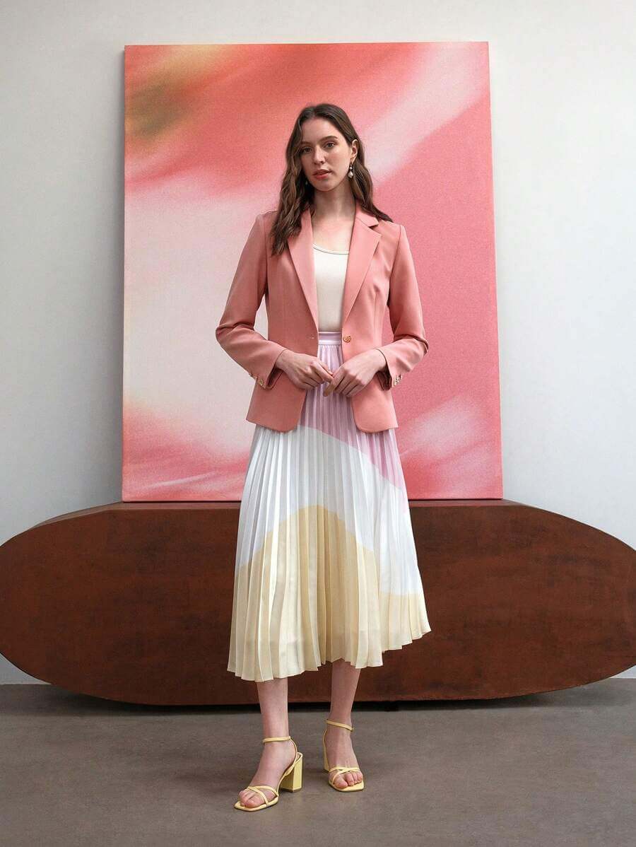 PREMIUM Blazer De Mujer Con Cuello De Solapa Y Manga Larga