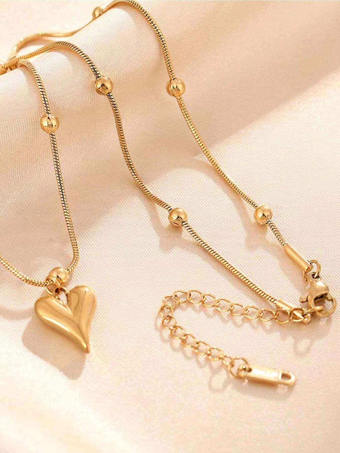 1 Pieza Elegante Colgante Con Forma De Corazón Chapado En Oro De 18k,