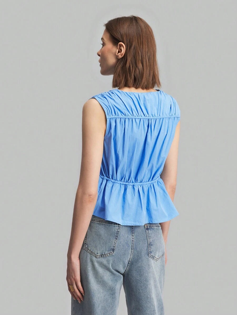 Blusa Chaleco sin mangas de estilo sencillo y unicolor para mujer para uso diario