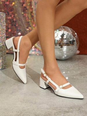 Sandalias de moda para mujeres con tacones gruesos, punta puntiaguda