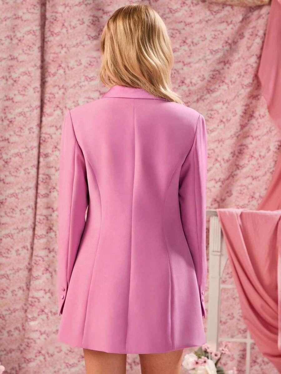 Chaqueta de blazer casual de negocios para mujer en bloque de color rosa