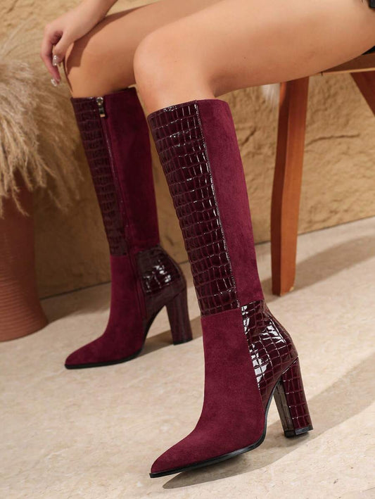 Botas altas de tacón alto tipo casual con cremallera
