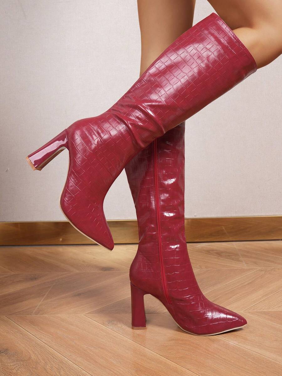 Botas de mujer para primavera, otoño e invierno, con puntera puntiaguda, tacón grueso