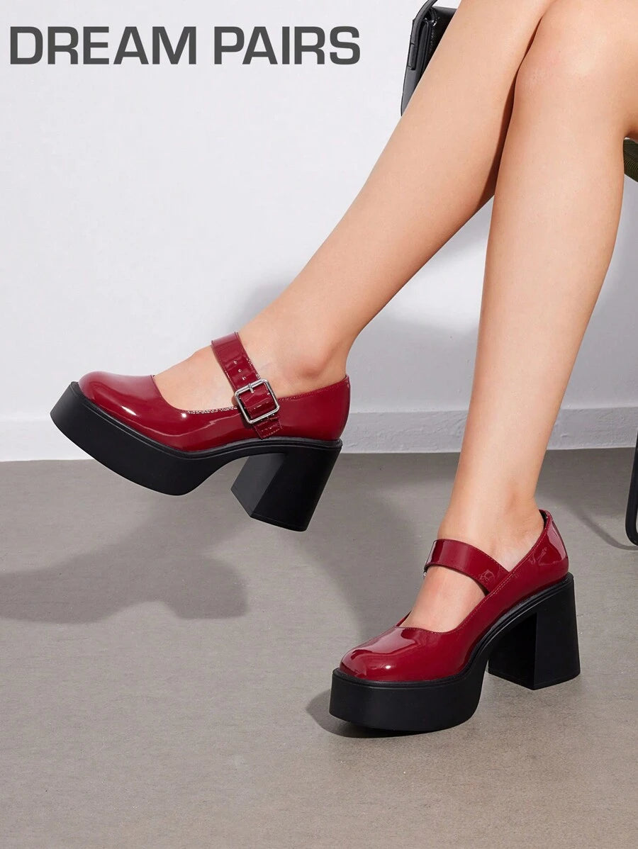 Zapatos de tacón alto y plataforma gruesa para mujer