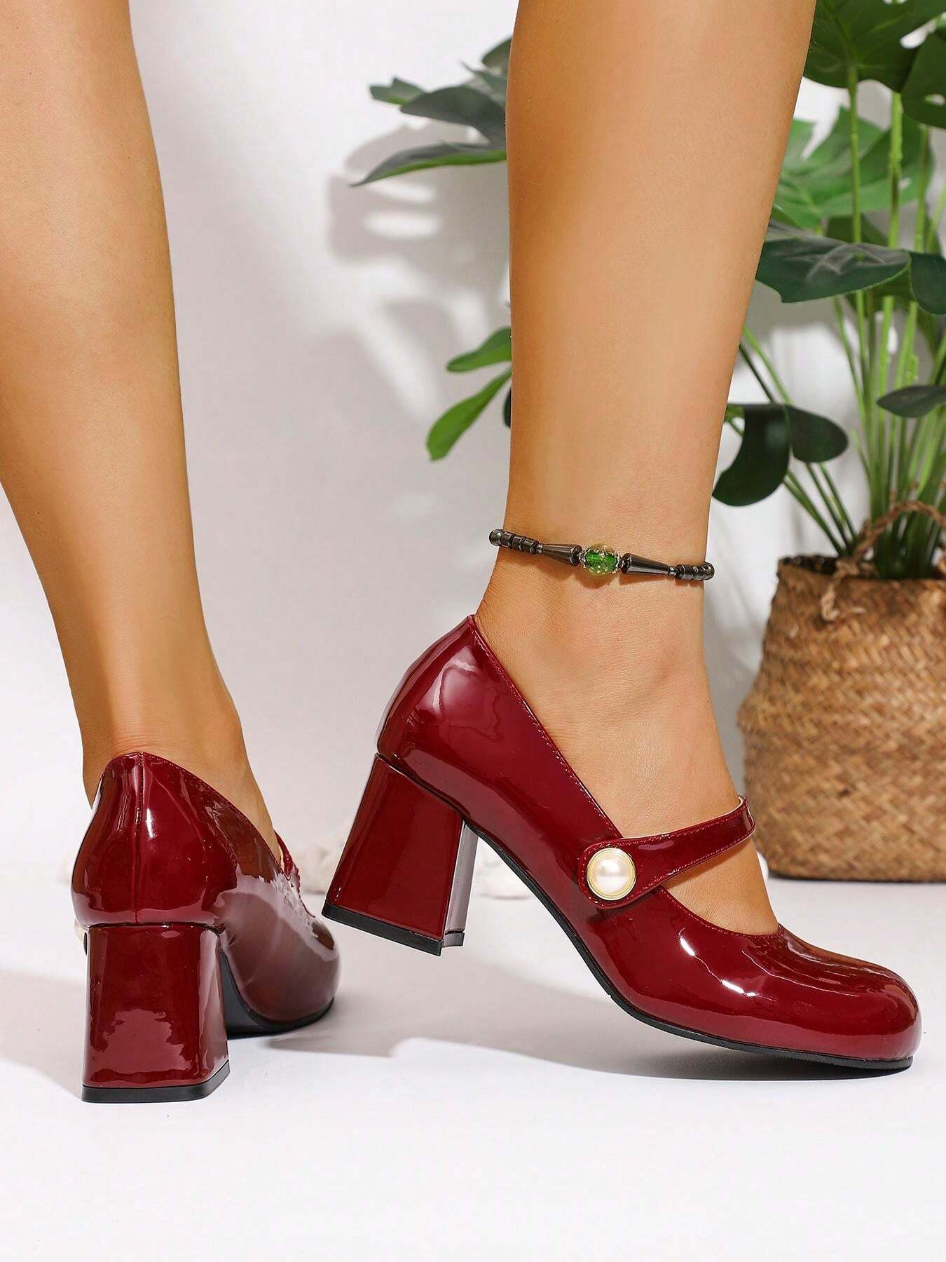 Zapatos de tacón alto rojos para mujer, estilo francés