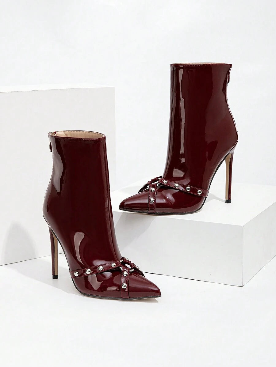 Botas para mujer versátiles de color Burdeos