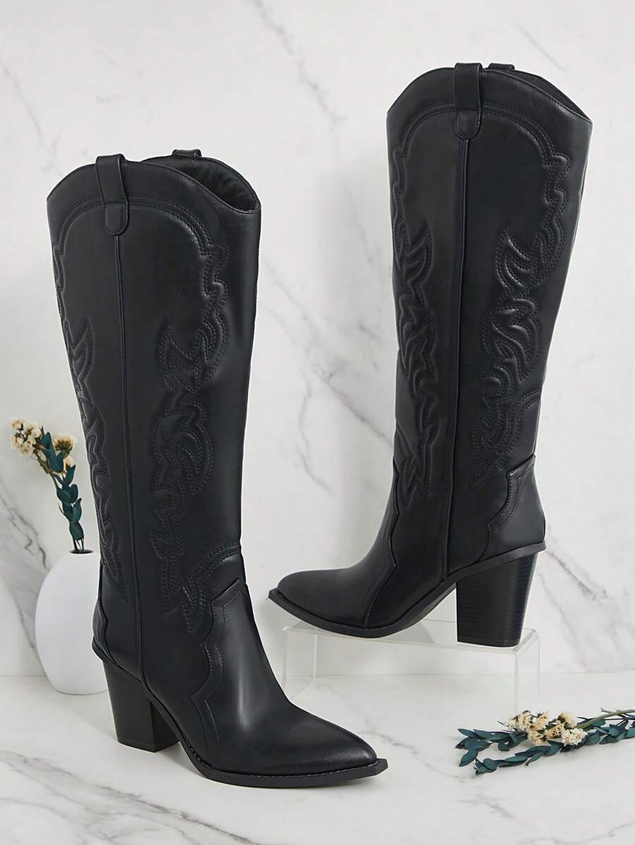 Botas cómodas de estilo vaquero occidental para mujer