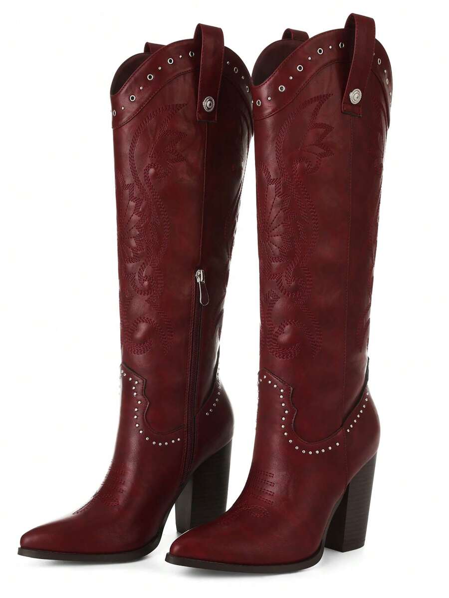 Botas occidentales vintage rojas para mujer