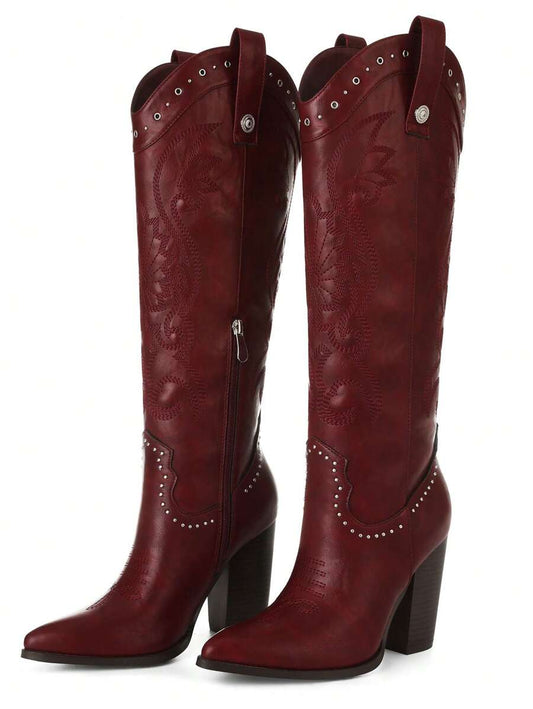 Botas occidentales vintage rojas para mujer