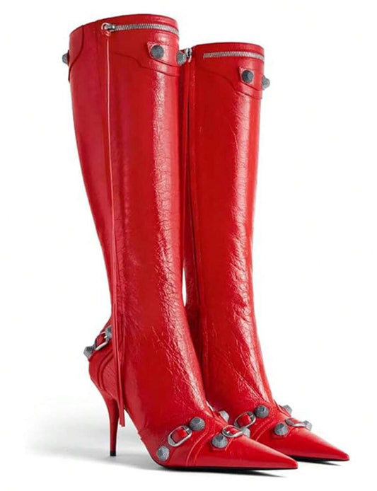 Botas altas hasta la rodilla, sexys, puntiagudas