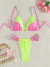 Conjunto de bikini con textura de punto militar verde