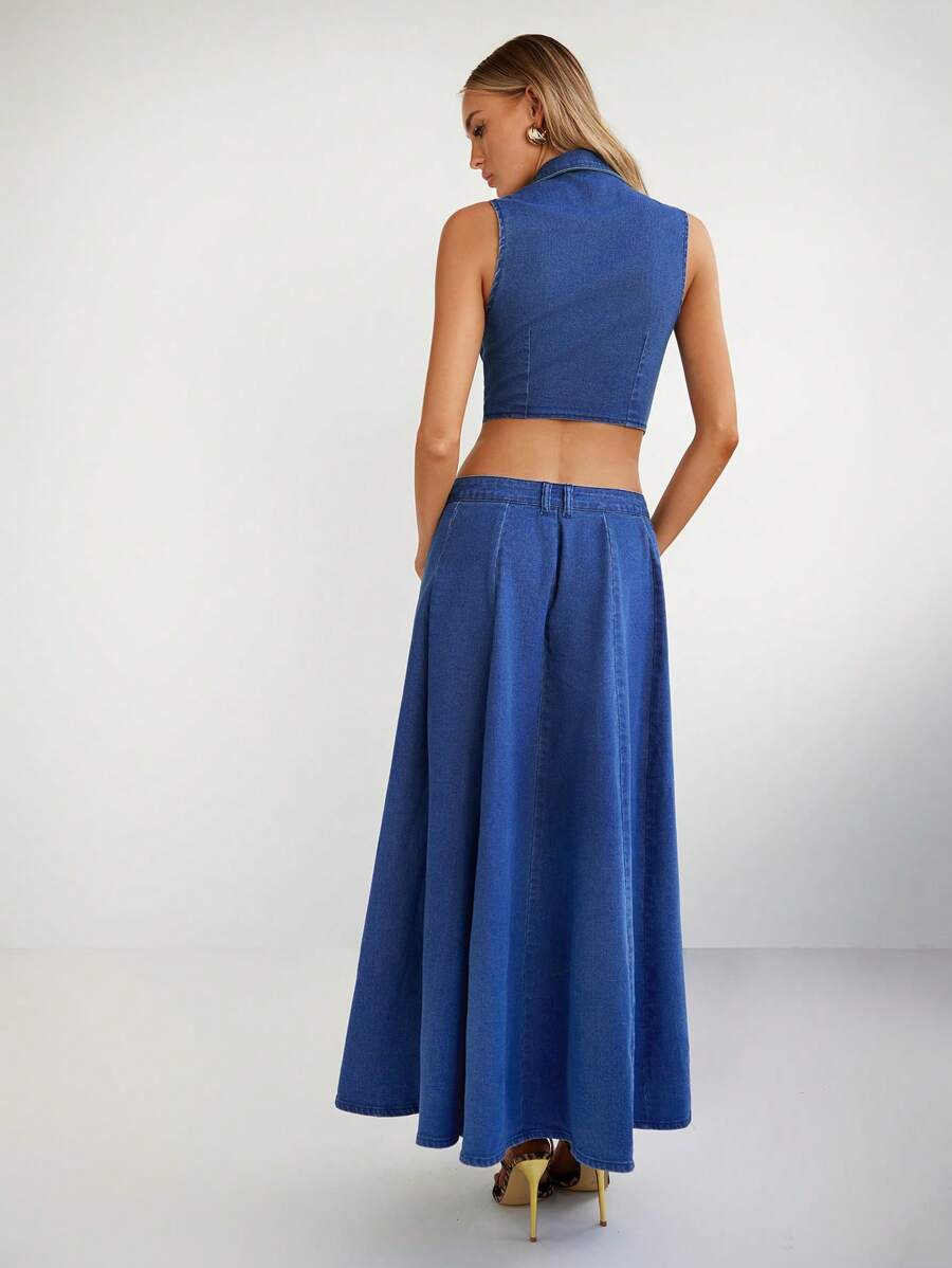 Vestido sin mangas elegante y vintage de estilo callejero para mujeres, primavera