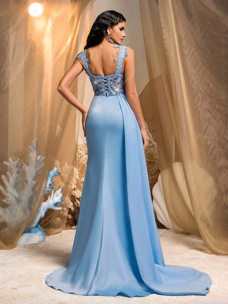 Vestido elegante y hermosa falda de satén lujosa hecha a mano